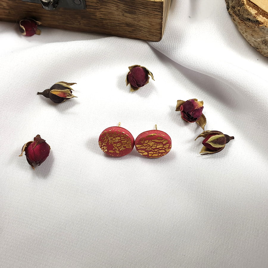 Lekkie różowe kolczyki wkrętki - okrągłe - Kolekcja Od Serca - Smocze Skarby