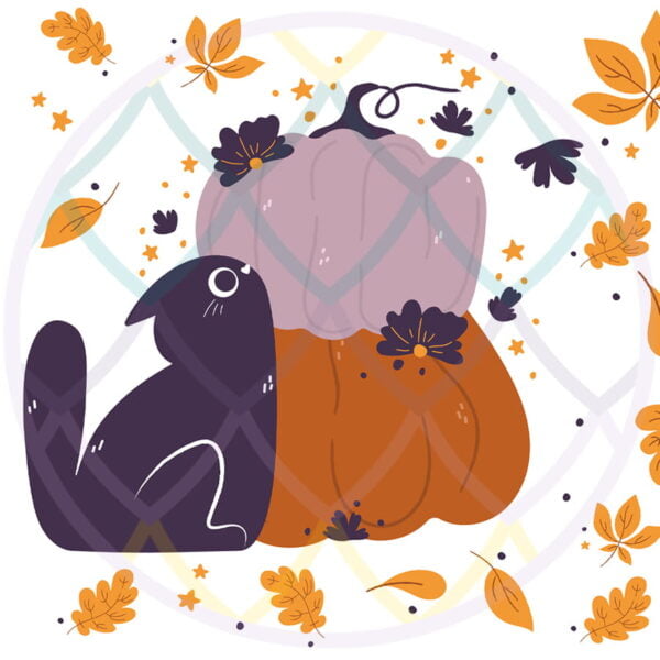 Kubek jesienny z kotem - Smocze Skarby