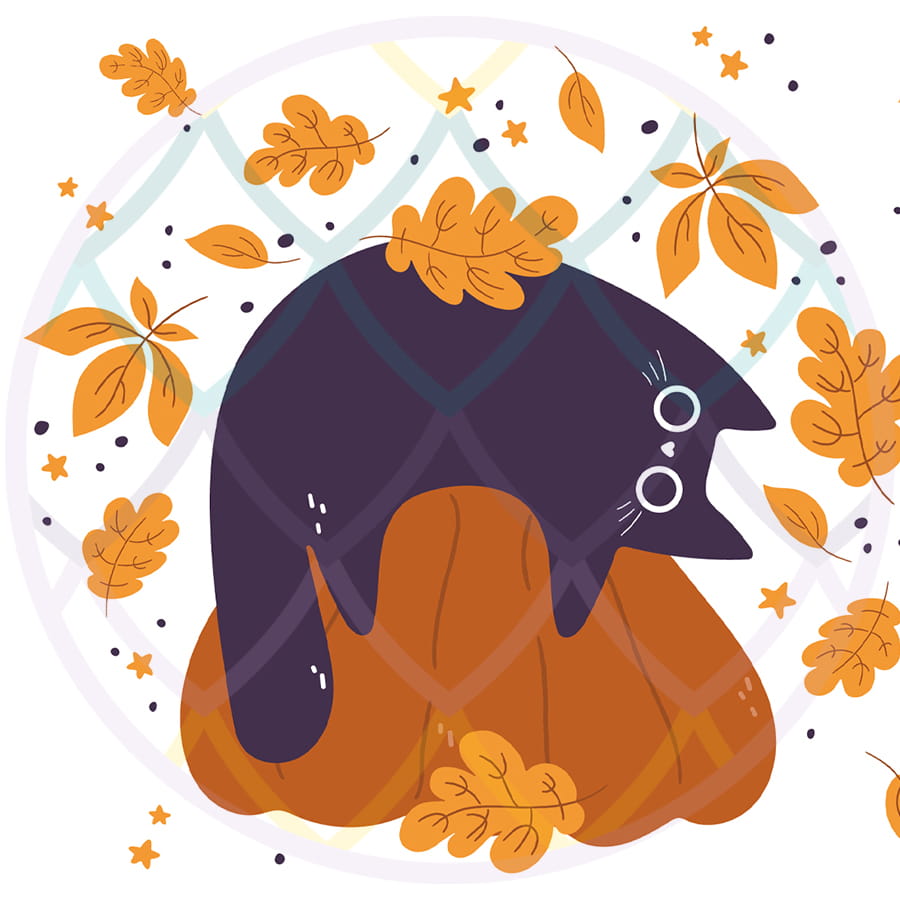 Kubek jesienny z kotem - Smocze Skarby