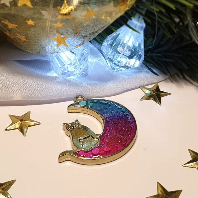 Wisiorek księżyc z kotem - Koci Raj - Smocze Skarby
