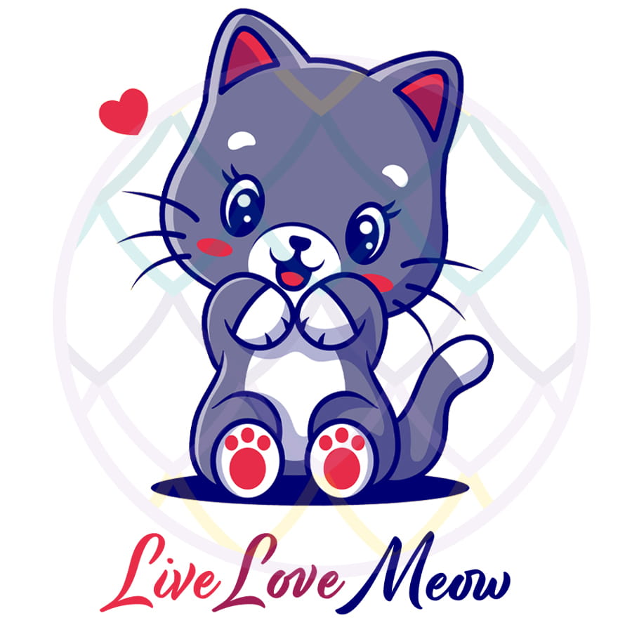 Uroczy Kotek - Live Love Meow - Kubek z kotem na Dzień Kota - Smocze Skarby