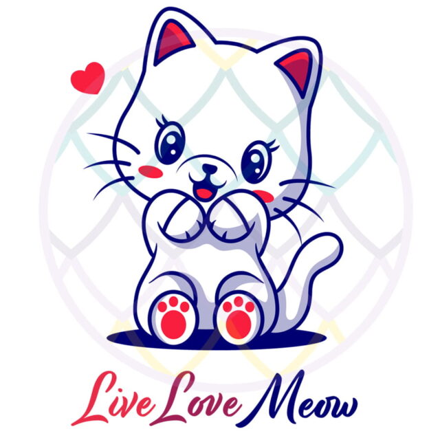 Uroczy Kotek - Live Love Meow - Kubek z kotem na Dzień Kota - Smocze Skarby