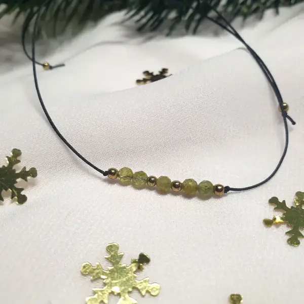 Delikatna bransoletka z peridotem oliwinem - Smocze Skarby - prezent dla niej - prezent dla dziewczyny - prezent dla żony